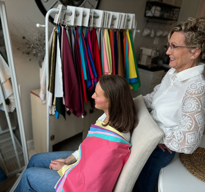 Tracy J draping Summer client